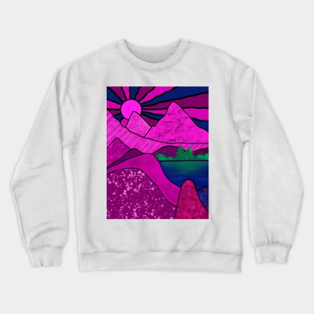 PINK Mountains Nature Crewneck Sweatshirt by SartorisArt1